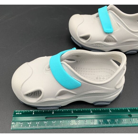 Crocs Shoes Toddler Kids All Terrain Fisherman C6 Atmosphere Gray & Blue Strap - Picture 3 of 7
